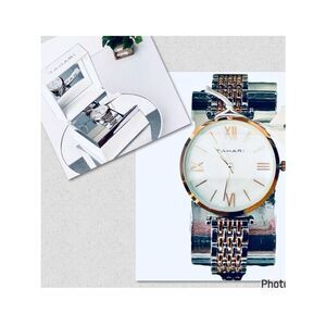 Tahari Rose Gold and Silver Bracelet Watch with Pearl Pendant & Earrings Set Tahari Rosetone Women main image 4